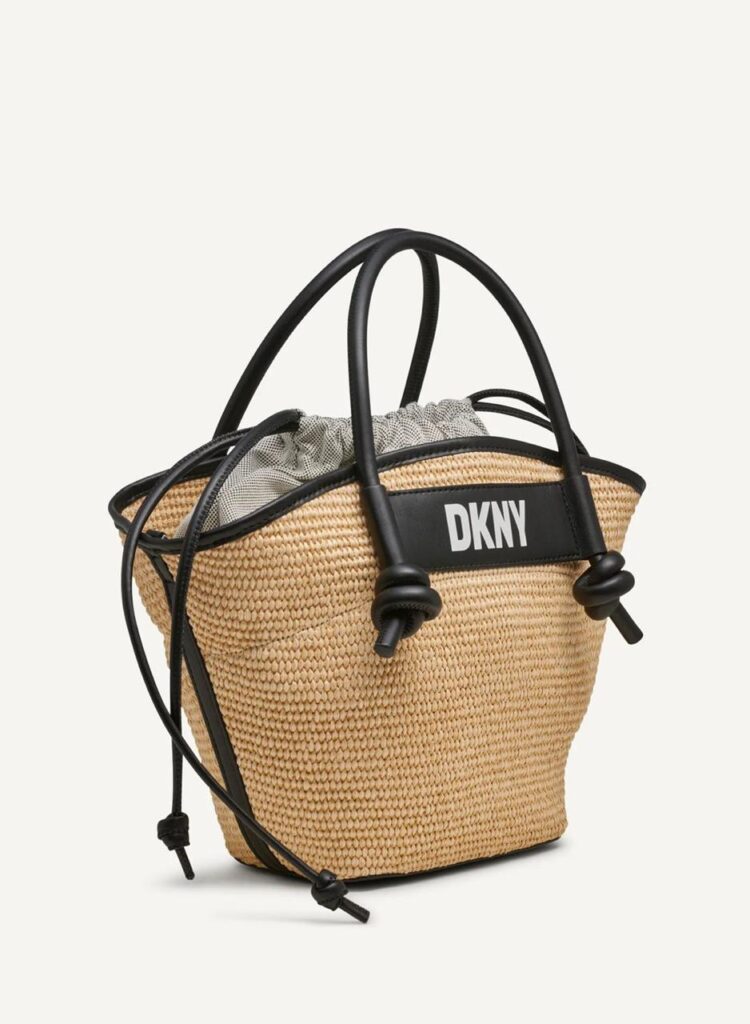 Bolso de accesorio estilo DKNY de Rafia Beige